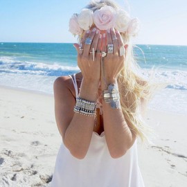 Niaspi Chunky Vintage Engraved Band Bracelet for Women Unisex Bohemian Exaggerated Bangle Bracelets Retro Ethnic Gypsy Tribal Statement Summer Beach Accessories Carnival Gothic Jewelry(Silver)