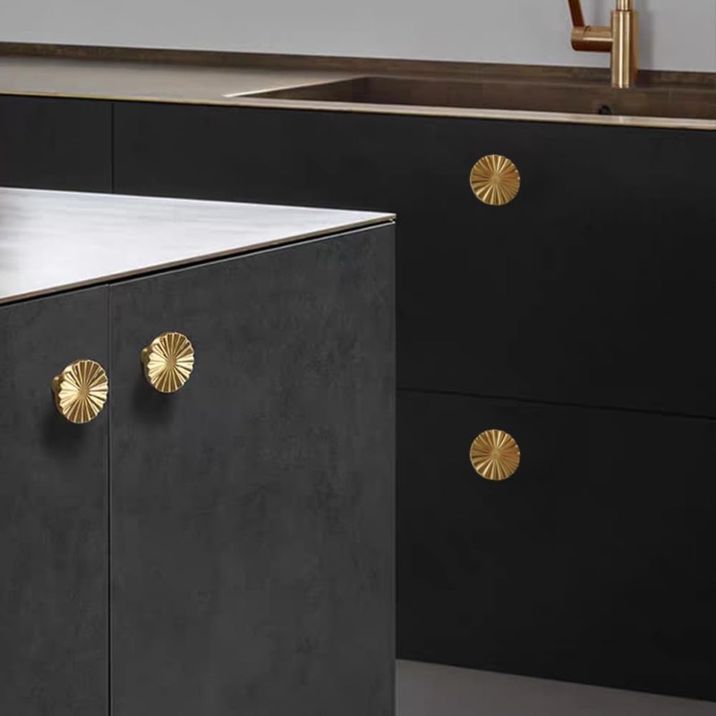 TKWINKT 6 Pack Cabinet Knobs Gold Drawer Knobs 1.42 inch