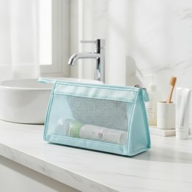 Hanging Travel Toiletry Organizer, Compact Cosmetic and Bathroom Storage Bag for Carry-On Packing - Triangle
