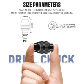Drill Chuck Collet Set 15 Pcs,Brass Collet Set,Collet Nut Kit,0.8-3.2mm Small Electric Drill Bit Collet, Micro Twist Drill Chucks Adapter for Rotary Tools and Electric Grinder(M8x0.75mm Long)