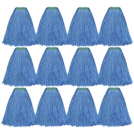 Matthew Cleaning 20oz 12Pack Cotton Floor Mop,Cotton Looped-Open String Heavy Duty String Mop Refills, Universal Headband Blend Mop,Mop Head Replacement for Home, Industrial and Commercial Use(Blue)