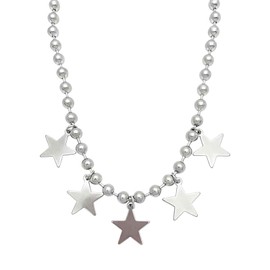 Iaceble Silver Chunky Balls Choker Necklace for Women Punk Star Dangle Necklace Metal Beaded Statement Necklaces Jewelry for Women