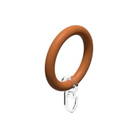 Interdeco Curtain Rings with Pleat Hooks/Wooden Rings in Cherry Wood for Curtain Rods 28 mm Diameter (Pack of 10)