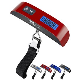 Luggage Scale, Dr.meter Luggage Weight Scale Backlight LCD Display PS02 110lb/50kg Electronic Balance Digital Postal Travel Accessories with Rubber Paint Handle Temperature Sensor, Red