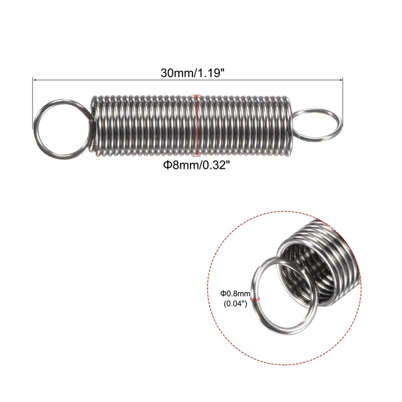 sourcing map Compression Spring,8mm OD,0.8mm Wire Size,51mm Extended Length,30mm Free