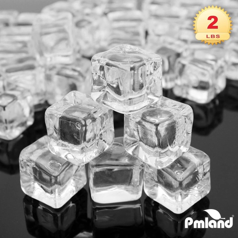 PMLAND Acrylic Ice Cubes Square Shape 2 Lbs Bag, for