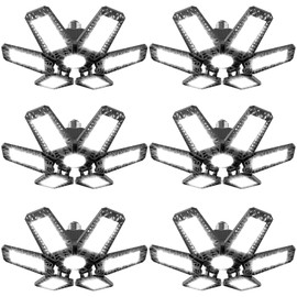 TOPAUBUB Garage Light 6 Pack 160W, 16000LM LED Lights for Garage with 6+1 Deformable Panels 6500K Screw in LED Shop Lighting for Workshop, Basement Support E26/E27