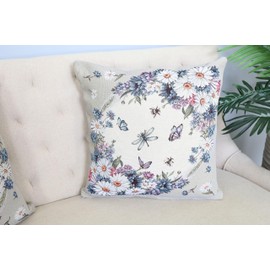 textile idea Cushion Cover 45 x 45 cm Tapestry, Decorative Cushion with Motif, Cushion Cover, Decorative Cushion, Sofa Cushion - Chamomile, Pack of 1