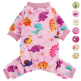 Small Size Dog Pajamas, Yorkie Chihuahua Pjs, Stretchable Banana Design Pet Apparel, Clothes for Teacup Sleepwear Dogs, Comfortable Puppy Jumpsuit(Dinosaurs, Medium)