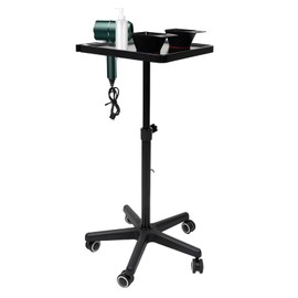 HAPPCUCOE Salon Tray Cart,Rolling Salon Tray Adjustable Height,Salon Tray On Wheels,Hair Stylist Instrument Tray for Beauty Salons,Barber Stores, Hair Salons,Black