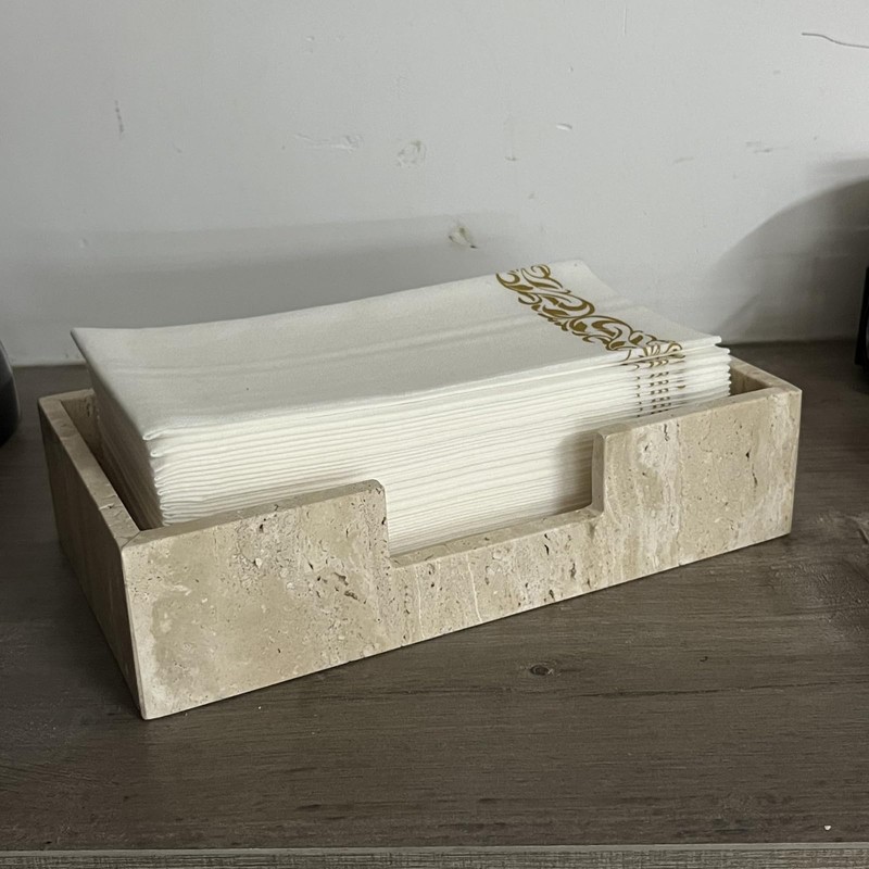 SAIDKOCC Natural Travertine Napkin Holder 9.8"x5.7"x2.4", Rectangle Guest Towel Dispenser