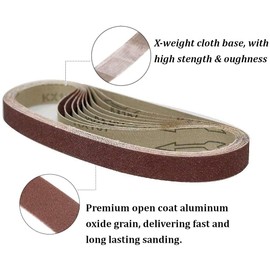 25mm x 762mm Aluminum Oxide Sanding Belts, 40/60/80/120/240/320 Assorted Grits Sanding Belt for Belt Sander (12 Pack)