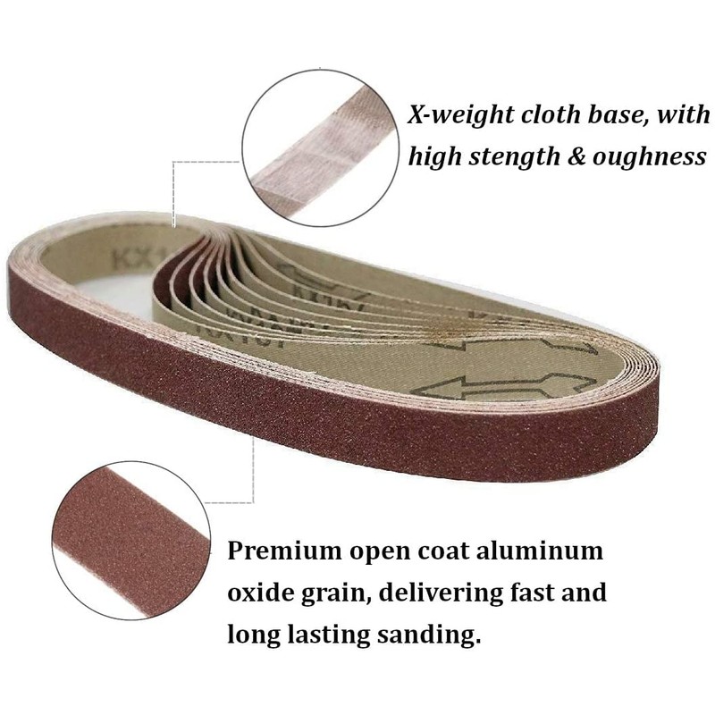 25mm x 762mm Aluminum Oxide Sanding Belts, 40/60/80/120/240/320 Assorted Grits