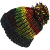 LOUDelephant Wool Knit Beanie Bobble Hat - Rasta