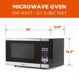 Commercial Chef Countertop Microwave Oven, 0.7 Cubic Feet, Stainless Steel