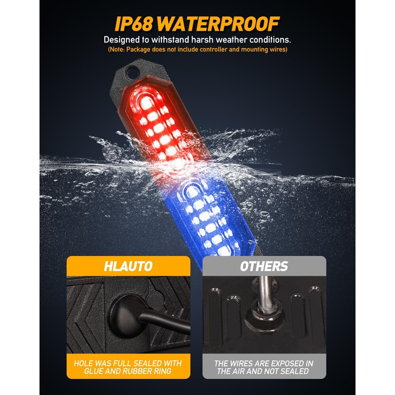 HLauto 1200T Emergency Strobe Grille Lights: 8pcs 12 LED Sync
