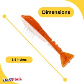 BAITFUEL Saltwater GO2 Shrimp Creature Bait Supercharged with X65 Saltwater Formula | 3.5-Inch, New Penny
