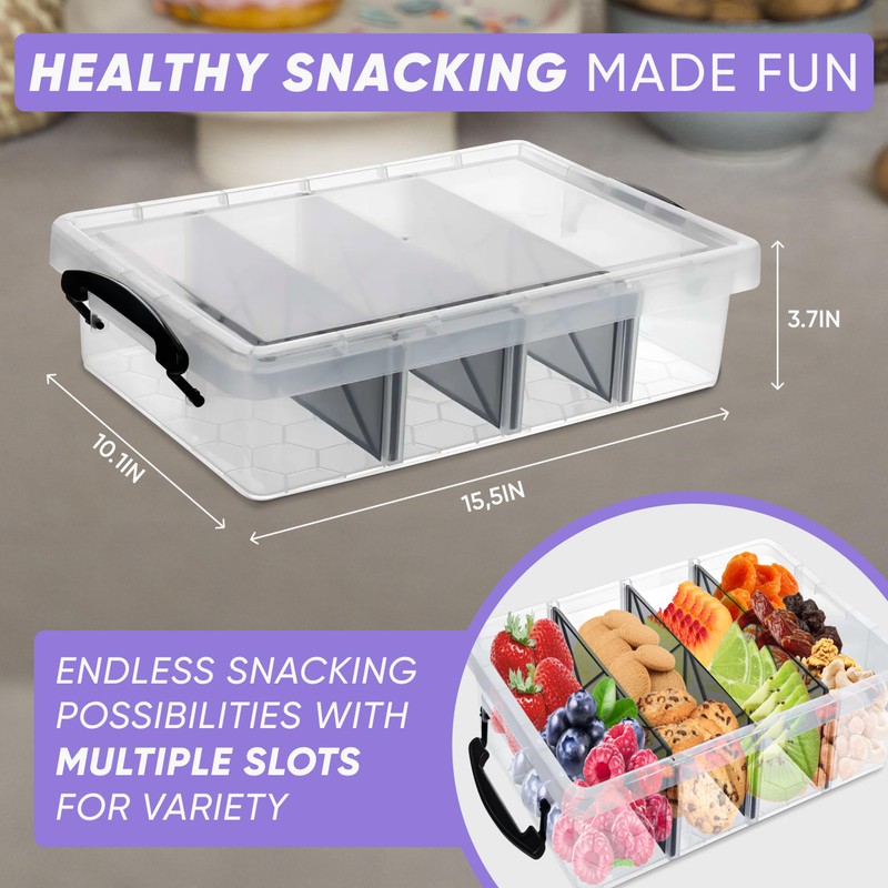 Skywin Snack Tray, 4 Slot Snack Tackle Box with 3