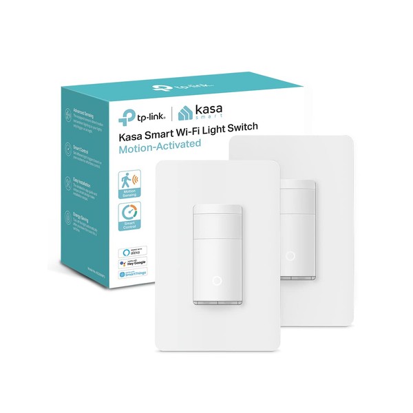 Kasa Smart Motion Sensor Switch, Single Pole, Needs Neutral Wire, 2.4GHz Wi-Fi Light Switch, Works with Alexa & Google Assistant, UL Certified, No Hub Required(KS200MP2),White,2-Pack