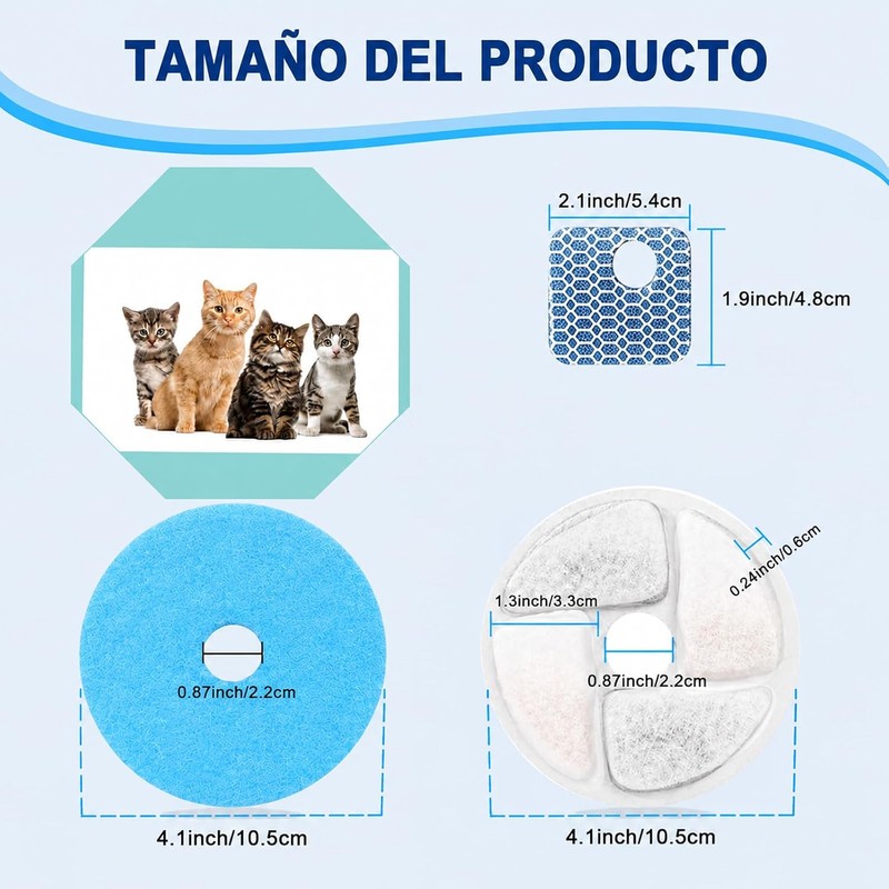 10 Piezas Filtros para Fuente de Gatos de 67oz/2 L