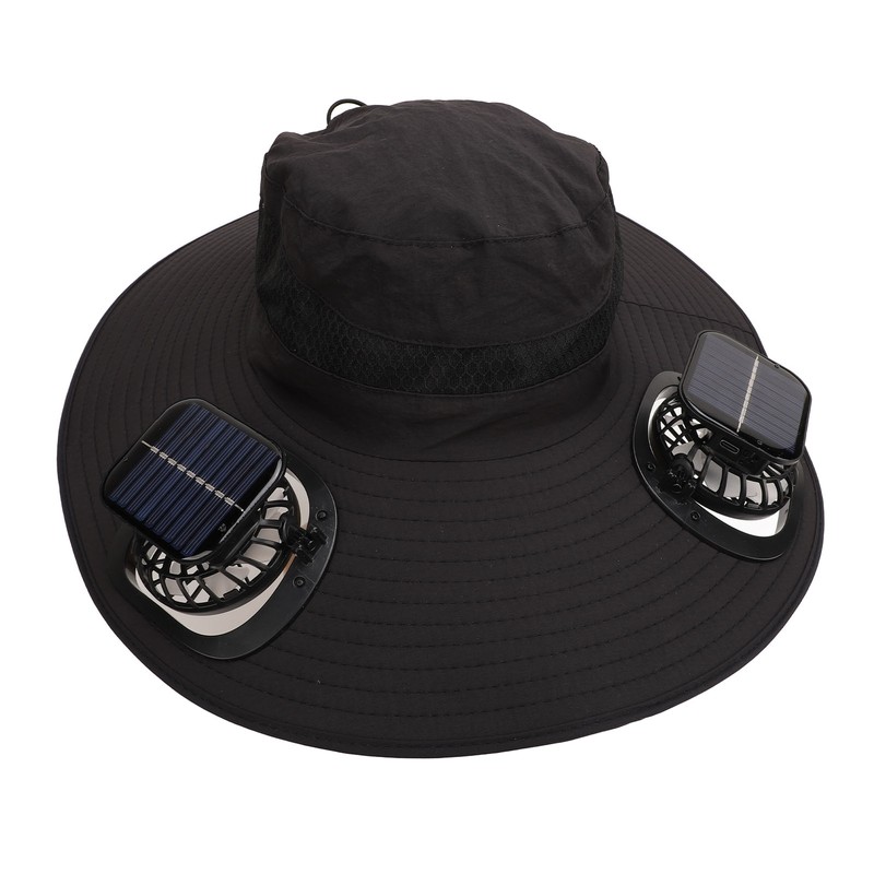 Solar Fan Hat Large Brim Quick Dry Breathable 3 Speeds