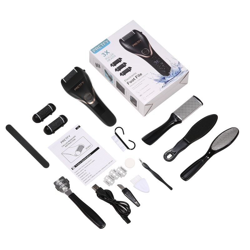 Pretfy Electric Foot Callus Remover Set Rechargeable Foot Grinder Digital