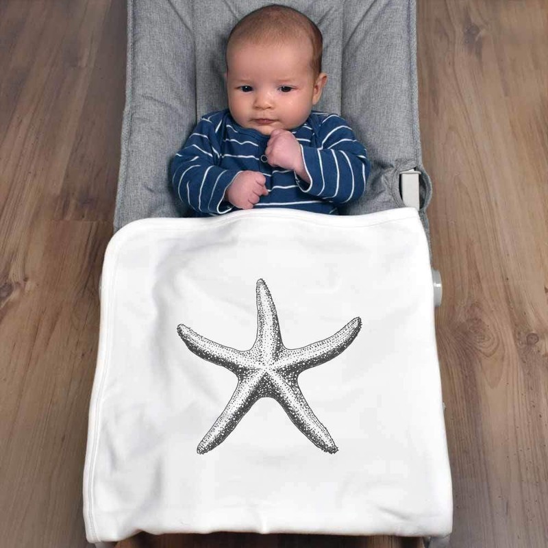 Azeeda 'Single Starfish' Cotton Baby Blanket/Shawl (BY00039879)