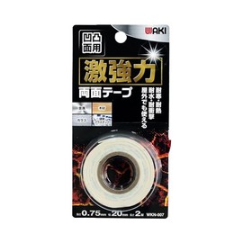 Waki Industries WKN007 Super Strong Double-Sided Tape, For Uneven Surfaces, Thickness 0.03 inches (0.75 mm) x Width 0.8 inches (20 mm) x Length 6.6 ft (2 m) Heat Resistant, Shockproof, Waterproof