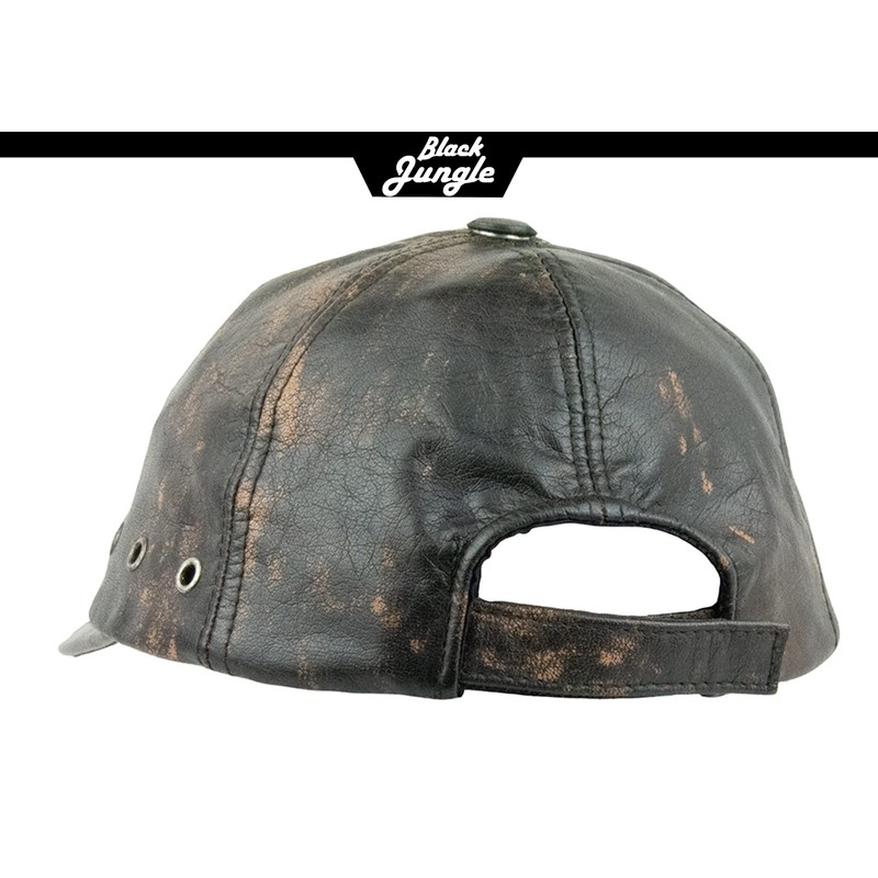 Black Jungle Grafton Leather Cap Biker Cap Leisure Cap Baseball