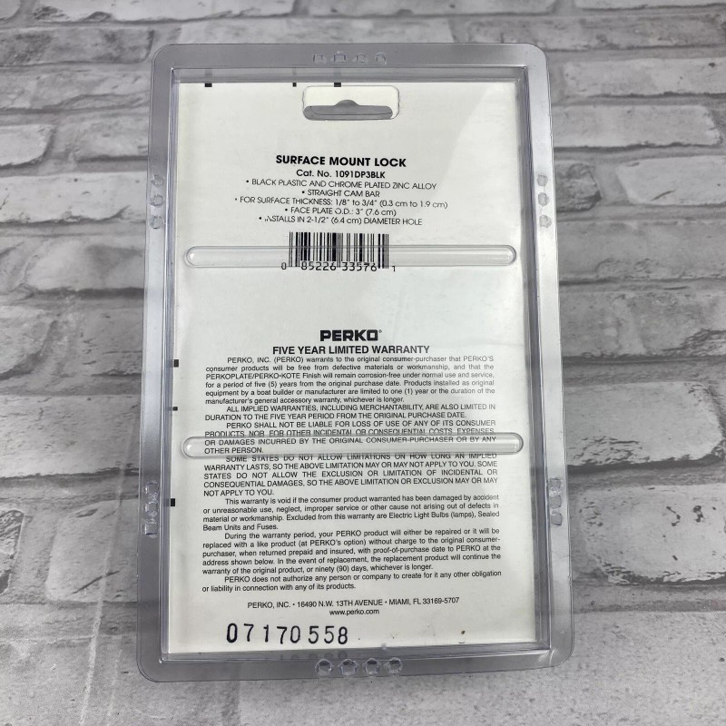 Perko 1/8" to 3/4" Straight Cam Bar Black Surface Mount