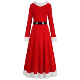 Colorful House Women Funny Christmas Costume Dress Adult Santa Claus Costume Mrs Claus Costume Dress(Red,Medium)