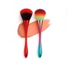 Powder Makeup Brush Set, Soft Domed Heads, Red And Rainbow