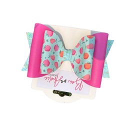 Bow-Aholic Bowtique- Yummy Summer Faux Leather and Glitter Handmade Hair Bow. (Medium, Ice Cream)