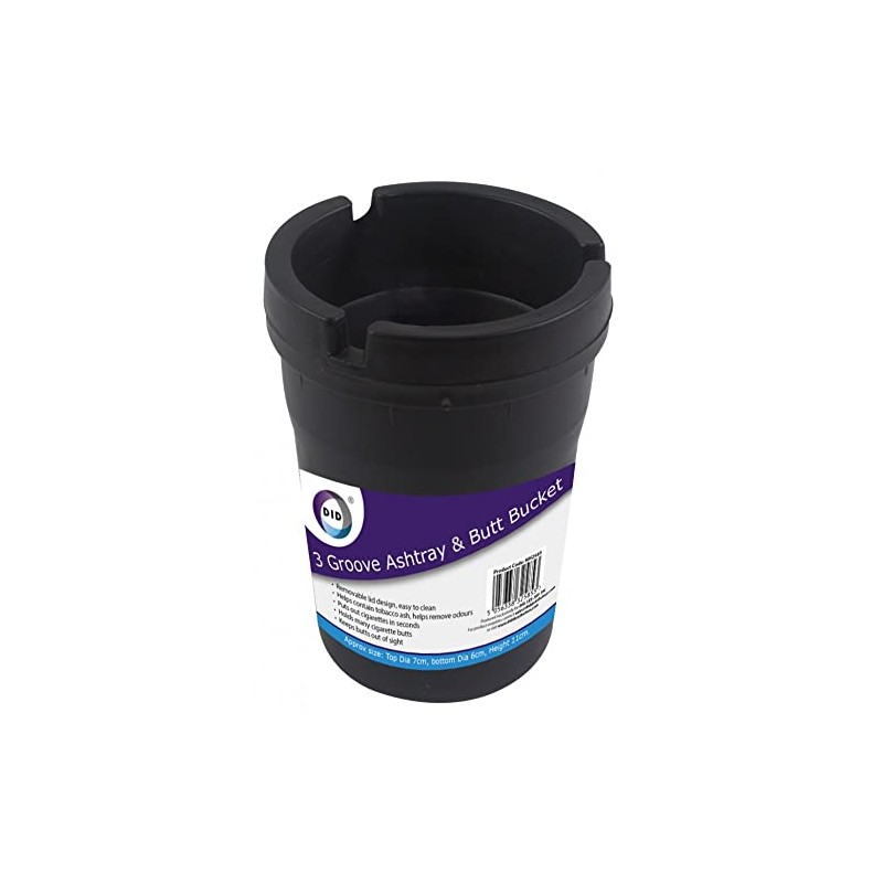 3 Groove Ashtray & Butt Bucket Smoking Removable Lid Round