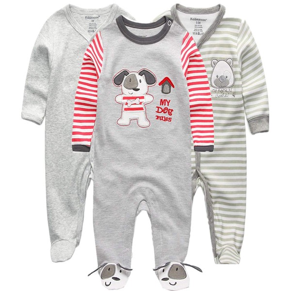 Kiddiezoom Baby Boys Girls Sleep Suit 3 Pack