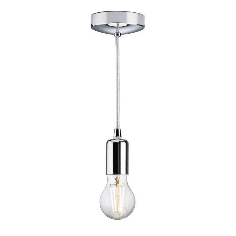 Knightsbridge 6 Inch E27 Vintage Pendant Set in Polished Chrome