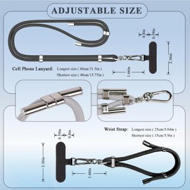 Phone Lanyard - 1 x Adjustable Neck Strap,1 x Wrist Strap,2 x Pads,Universal Crossbody Cell Phone Lanyard for Travel Essentials,Wrist lanyards for Keys,ID Badges,Compatible with Most Smartphones