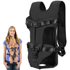 Pet Carrier Backpack, Adjustable Front Dog Carrier, Legs Out Dog Chest Carrier, Dog Back Pack for Small Medium Dogs Cats Puppies and Rabbits Hiking Camping (Black, Medium)