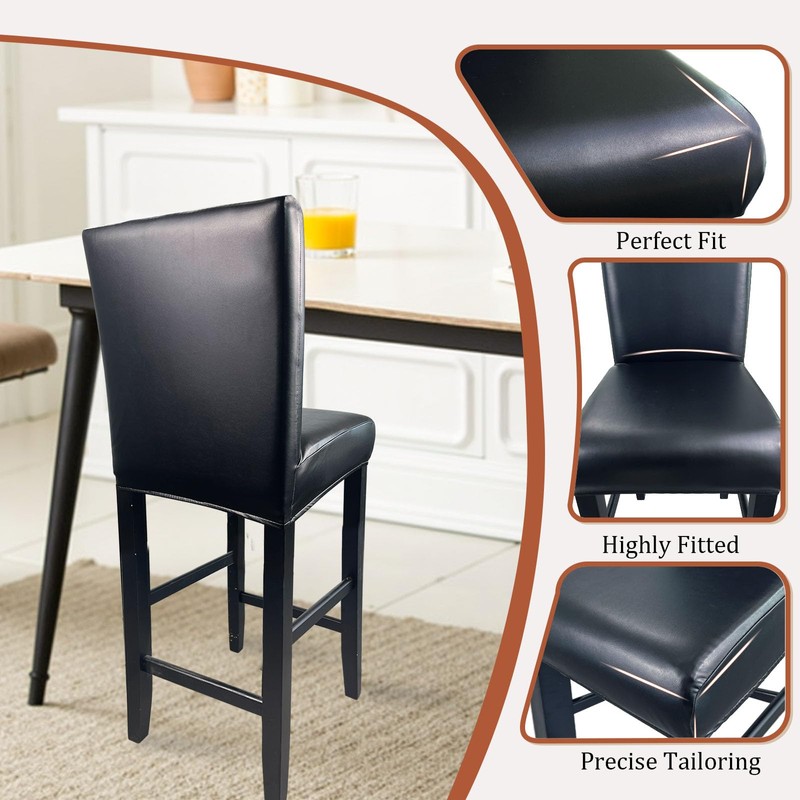 KIDOACOW PU Leather Bar Stool Covers Set of 6, Waterproof