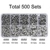 500 Sets Cz White Clear Crystal Rivets Rapid Rhinestone Silver