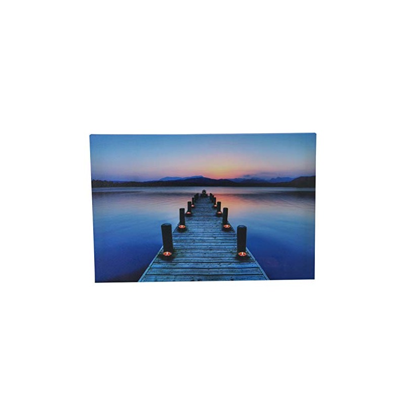 Beachcombers Dock/Candle Canvas with 8 Light-Up Led Multi
