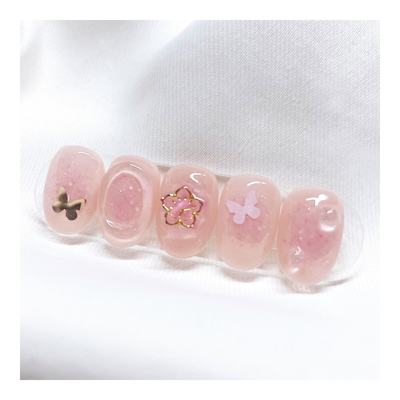[Handmade Nail Tips] Cherry Blossom Ending Nail Tips - Long