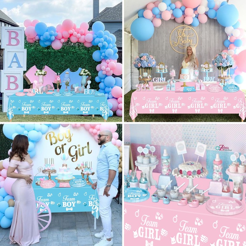 Gender Reveal Decorations - Including Gender Reveal Plates, Napkins, Team