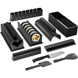 Juego de Moldes y Herramientas de 10 Piezas para Hacer Sushi DIY, Kit de Fabricación de Sushi, Herramientas de Sushi para Bricolaje en el Hogar, （Negro，Espada)