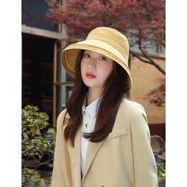 AILAYRI Women's Sun Protection, UV Protection, Hat, Small Face Effect, Wide Brim, Chin Strap, Adjustable Size, Wired, Bucket Hat, Foldable, Travel, Commute, Spring/Summer, Sweat Absorbent, Quick