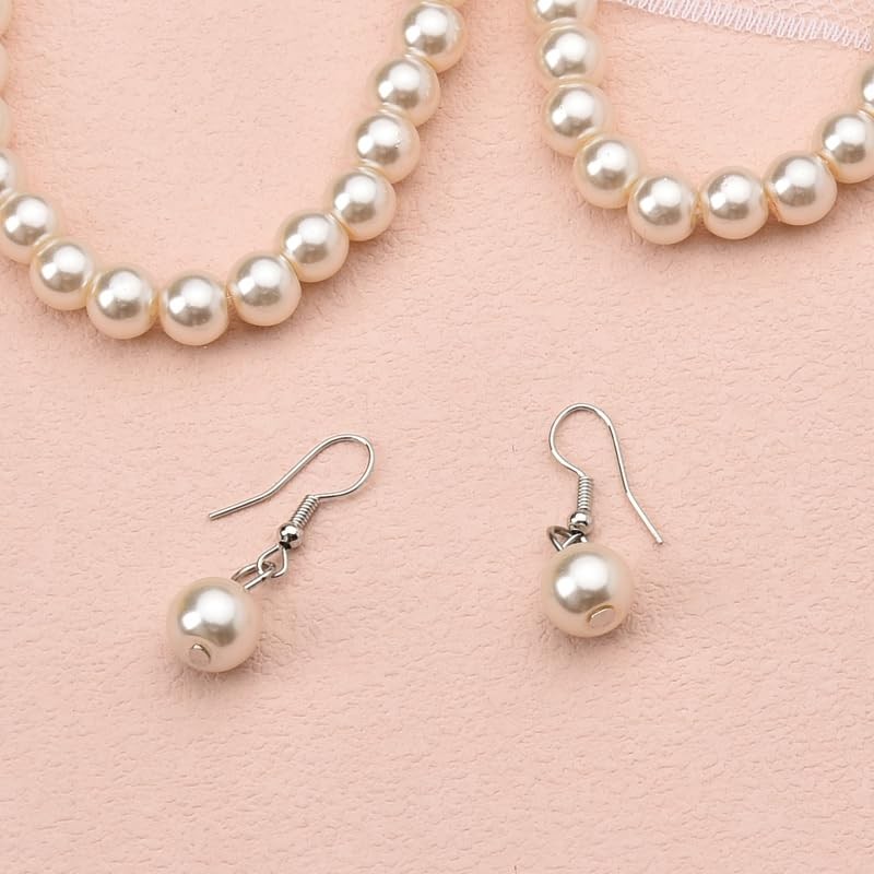 Pearls Necklace Set for Women Female Pearl Bracelets and Dangle