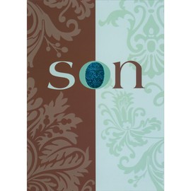 Designer Greetings Brown and Light Green Halves with Die Cut 'O' Window Easter Card for Son