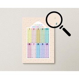PapierGalerie© 1 x 1 Poster | Disposable Table Poster for Children | XXL Format B1 (70 cm x 100 cm) I Perfect for Learning Small Multiplication Table | Mathematics Learning Aid for Primary School I