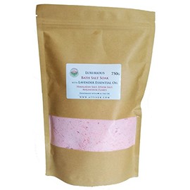 ATTIS Luxurious Bath Salt Soak with Lavender Essential Oil, Pink Himalayan Salt, Magnesium Flakes, Epsom Salt | Vegan | Hand made | Relaxing | Refreshing | Calming | Rejuvenating | (750g)