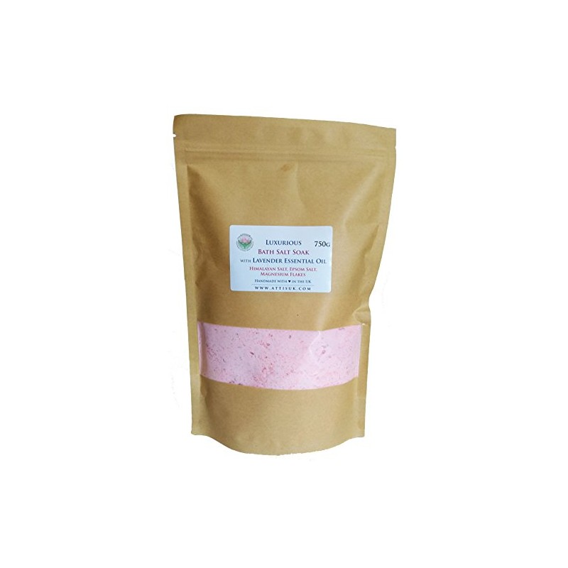 ATTIS Luxurious Bath Salt Soak with Lavender Essential Oil, Pink